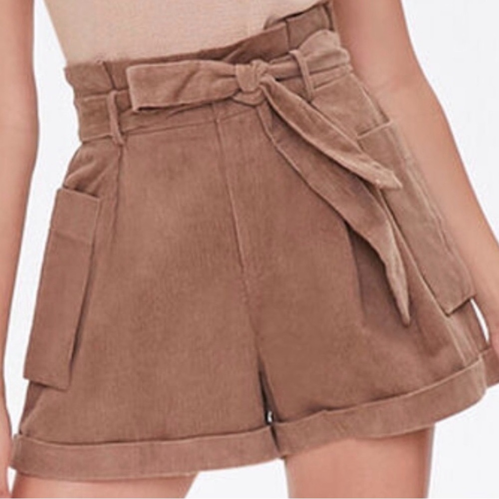 Forever 21 Brown Tie-Front Shorts corduroy medium